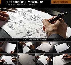 极品PS动作/逼真的现场模型－手绘素描：Sketchbook Mock-Up